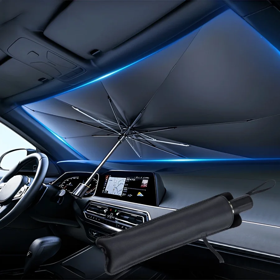 Car Sunshade Windshield Umbrella Foldable - Parasole Pieghevole Multifunzione per Parabrezza Auto,