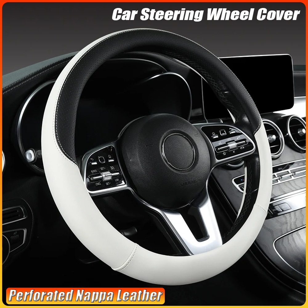 Car Steering Wheel Cover Anti Slip Breathable - Coprivolante per auto in pelle nappa
