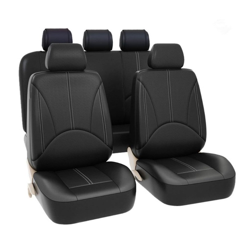 Leather Car Seat Covers Full Set Universal - Coprisedili Universali in Pelle PU Nera,