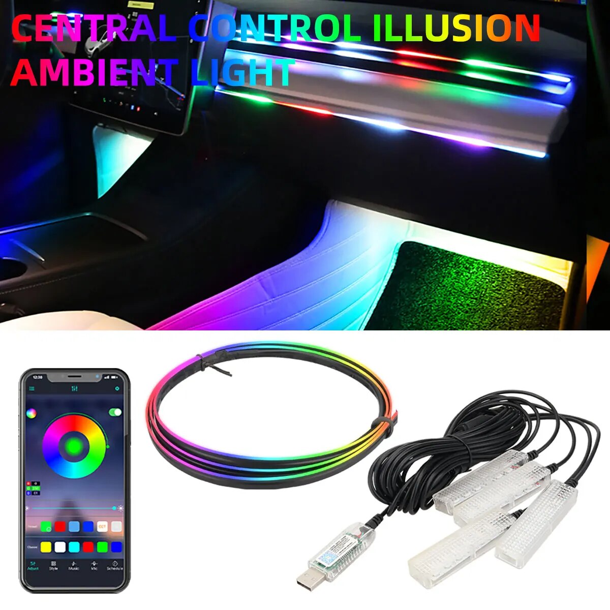 4 IN 1 6 IN 1 Symphony Car LED - Led Ambient Interior Car Lights App Control recensione e prezzo
