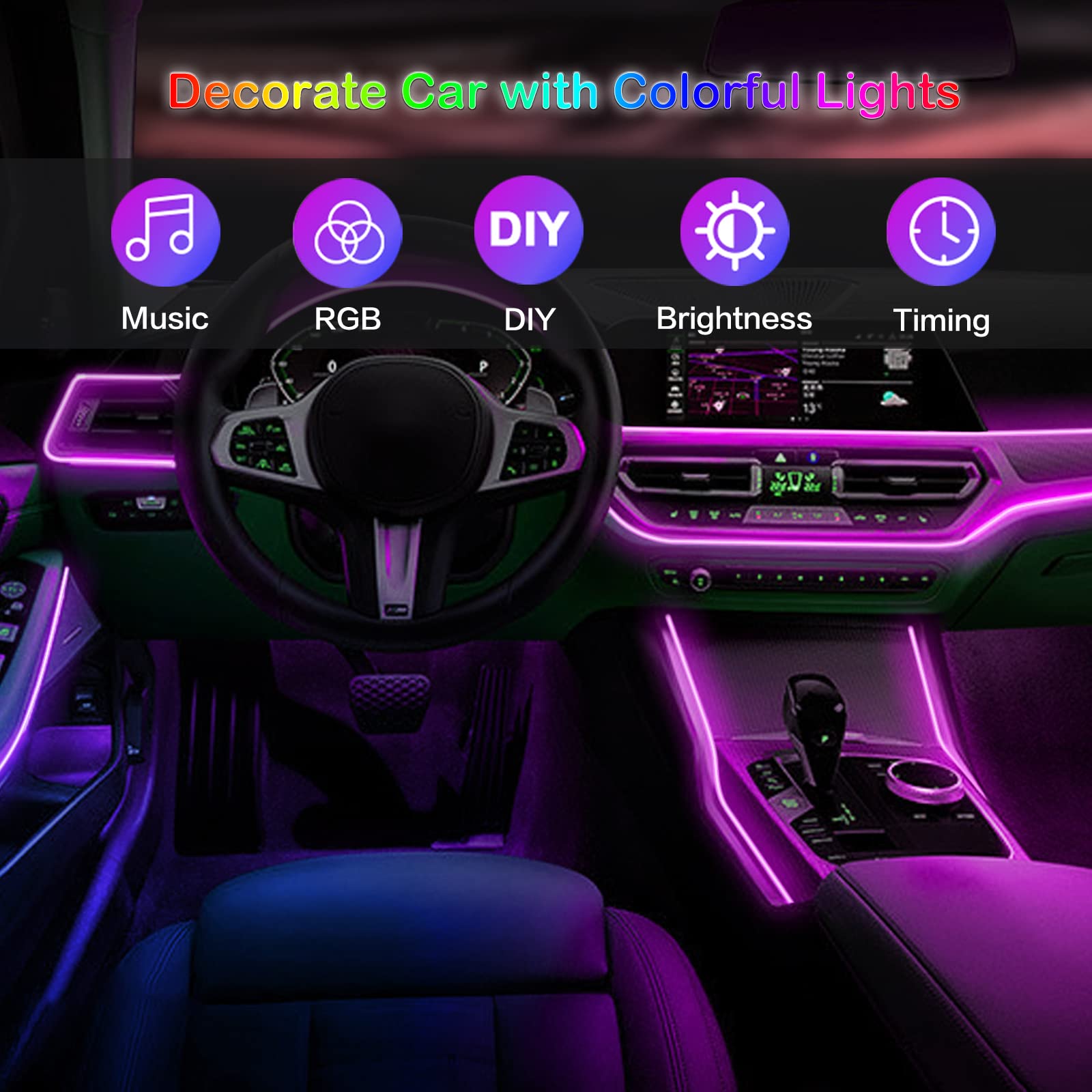 Luci di striscia ambientali pe - Led Ambient Interior Car Lights App Control recensione e prezzo