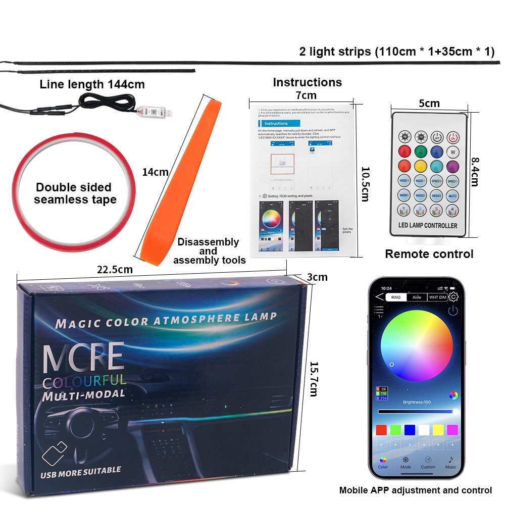 64 colori USB Auto LED Luce am - Led Ambient Interior Car Lights App Control recensione e prezzo